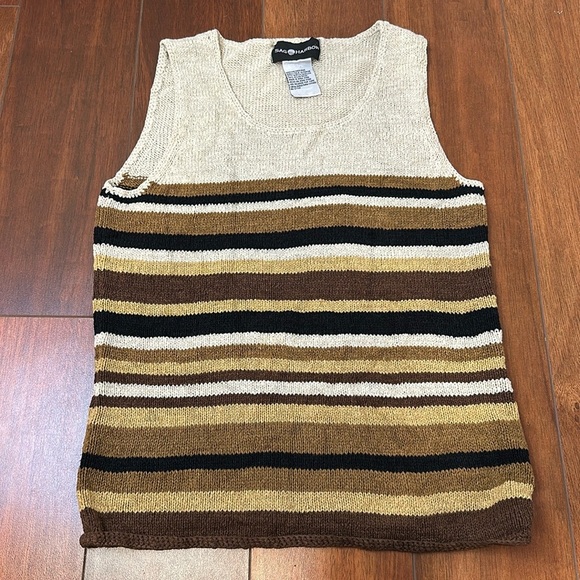 Sag Harbor Crochet Stripped Tank Top Medium - Picture 1 of 5